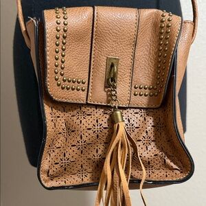 Brown Leather Tassel Bag